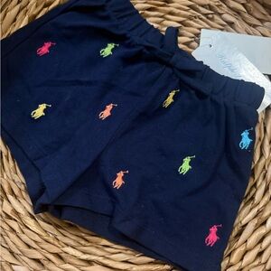Ralph Lauren Navy Shorts with Colorful Embroidery